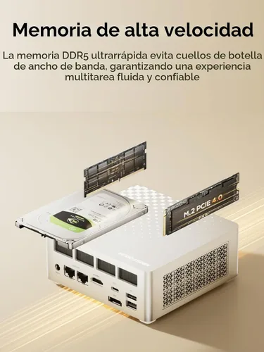Vista 4 de MINISFORUM Mini PC M1 Plus, Intel Core i5-12600H (12C/16T, 4.5GHz), 16GB DDR5 RAM, 512GB SSD, triple pantalla 4K (HDMI/DP/USB 4.0), puerto dual
