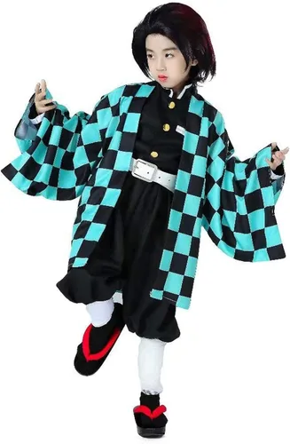Vista 4 de TSCMRCDC Cosplay Costume Tanjirou Anime Cosplay Costume Outfits Cape Christmas Halloween Uniform for Kids and Adult
