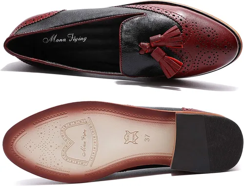 Vista 4 de Mona Flying - Mocasines de cuero planos informales para mujer