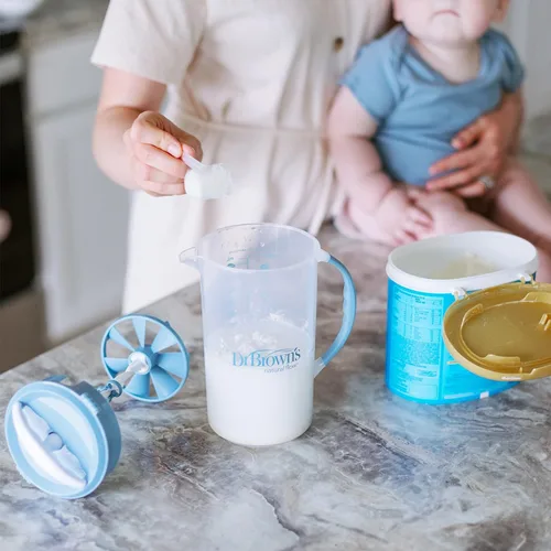 Vista 12 de Dr. Brown's Insta-Prep Dispensador de agua tibia con jarra de mezcla de fórmula para bebés, 36 onzas, azul