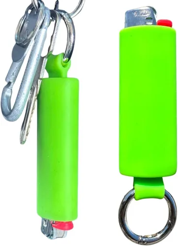Vista 12 de Lighter Holder for J6 BIC Lighters. Keychain Lighter Case. Silicone Keychain case has a Spring Clip Attached to Easily Secure to Any Bag, Key Ring