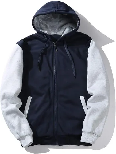 Vista 2 de ZITY - Sudadera de invierno con capucha y cremallera para hombre, chaqueta abrigada de vellón, con forro de Sherpa