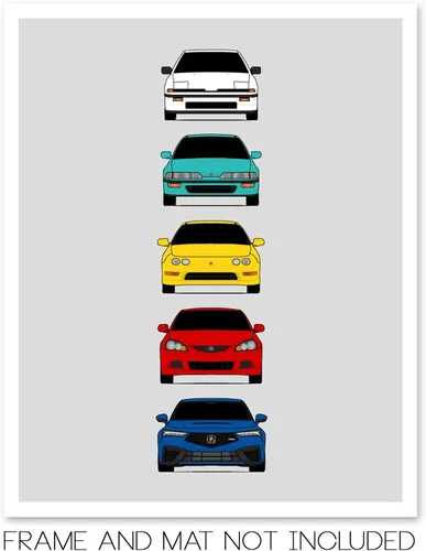 Vista 2 de Custom Car Posters Póster hecho a mano compatible con Acura Integra Evolution Generations e impresión de Acura Integra, multicolor, 8 x 10 pulgadas