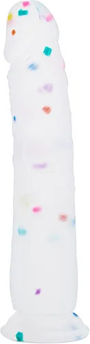 Vista 12 de Dildo realista de silicona de 7 pulgadas Confetti para principiantes con base de ventosa acampanada para uso sin manos, consolador anal