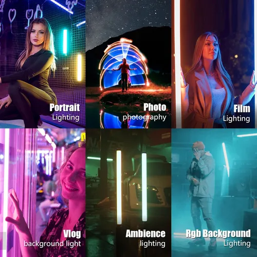 Vista 5 de Mettlelite TLX2 RGB Tubo de luz LED a todo color Luz de video portátil con APP Control DMX 2 pies 2800K-8000K CRI96 TLCI97 360° RGB CCT HSI Modo 10