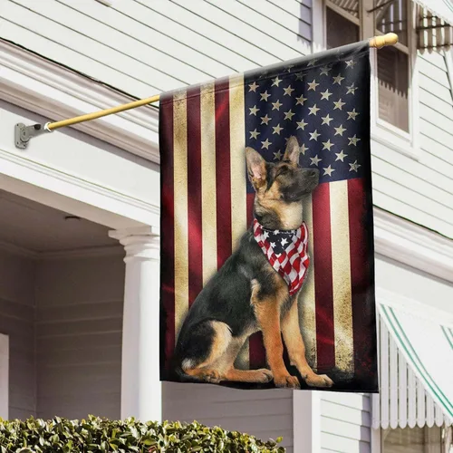 Vista 7 de Bandera Americana - Divertido Perro Pastor Alemán Bandera Americana TQN2748F, 3x5 pies. Bandera - Banderas de EE. UU. Poliéster Premium - Bandera