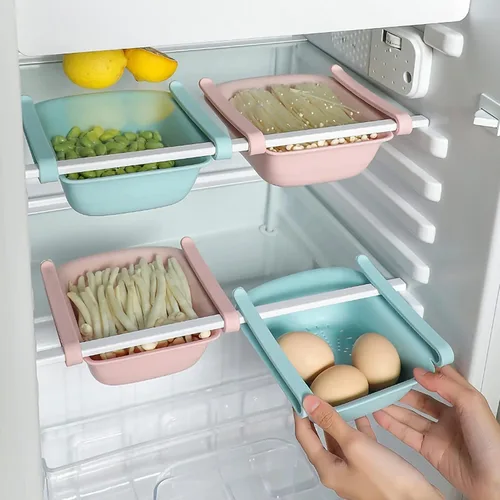 Vista 3 de Organizador de cajones para nevera, almacenamiento lateral del refrigerador, refrigerador debajo del estante, mini organizadores de refrigerador