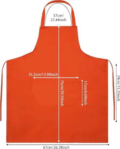 Vista 8 de Delantales personalizados. Delantal de chef ideal para camarera y uso en la cocina Ideal for Waitress, Kitchen Use Rojo