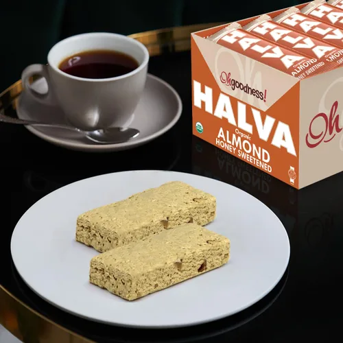Vista 6 de Oh, Goodness! Barras orgánicas Halva - Sabor a almendra - Paquete de 16 barras de 1.41 oz