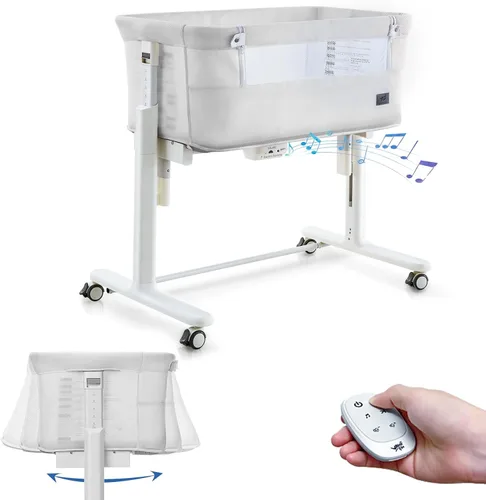 Vista 10 de VaVaSoo Moisés mecedor para bebé, moisés eléctrico automático junto a la cama, durmiente junto a la cama para bebé de 5 alturas ajustables