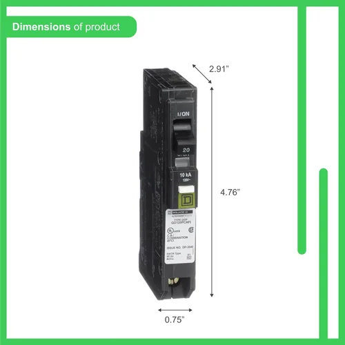 Vista 3 de Square D by Schneider Electric Square D - QO120PCAFI - Disyuntor CAFCI neutro enchufable de 20 amperios de un solo polo
