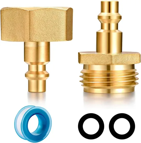 Vista 8 de Adaptador de Purga de Invierno para RV con Enchufe de Conexión Rápida de 1/4" y Rosca de Manguera de Agua de Jardín de 3/4" para Barco Cámper