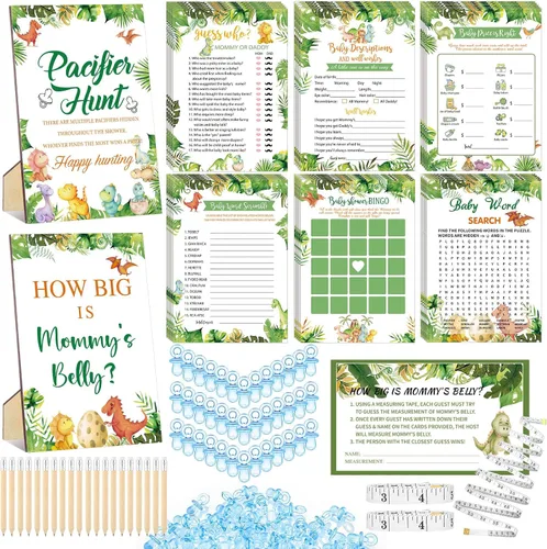 Vista 10 de Sherr Juego de 424 chupetes para baby shower, incluye letrero de caza y 50 chupetes acrílicos, Bingo Price Guess How Is Big Search for Brown Baby