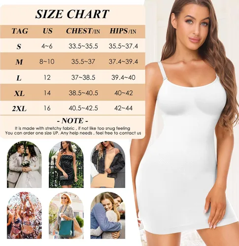 Vista 6 de HMQ Faja moldeadora para debajo de los vestidos, control de abdomen, vestido completo sin costuras, moldeador de cuerpo, tirantes delgados, vestido