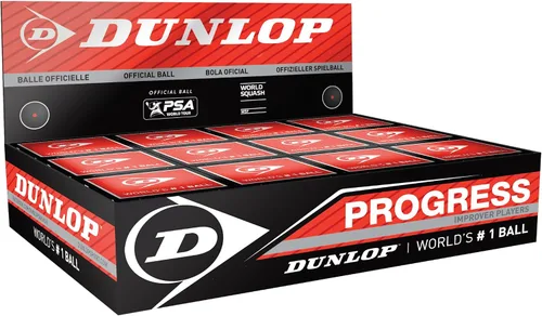 Vista 2 de Dunlop Squash Balls Progress Red, para jugadores recreativos y aficionados, velocidad media