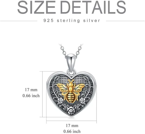 Vista 7 de MBSUUH Collar de plata de ley con medallón de fotos personalizado de mariposa, abeja, cerradura y llave, con imagen antigua, para mujer