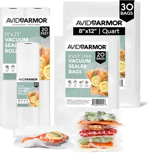 Vista 8 de Avid Armor bolsas comerciales para envasar al vacío, libres de BPA, ideales para Sous Vide. Paquete de 100 unidades., Transparente