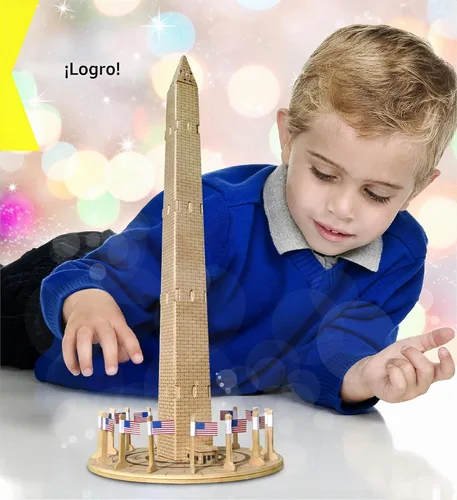 Vista 6 de Puzzled Washington Monument - Kit de rompecabezas de madera 3D para niños