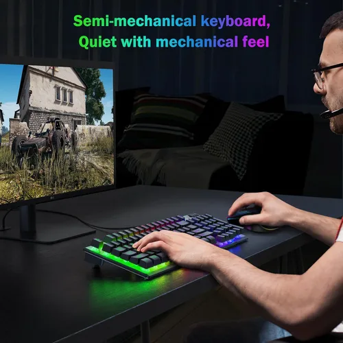 Vista 6 de TECURS Gaming Keyboard-Wired USB Keyboard with LED Backlit, Silent Spill-Resistant Membrane Keyboard,Anti-Ghosting Keys,Durable for