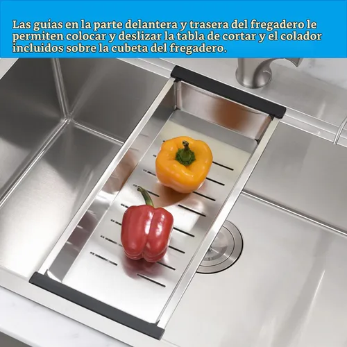 Vista 6 de Estación de trabajo para fregadero de cocina de 33 pulgadas con Acero inoxidable
