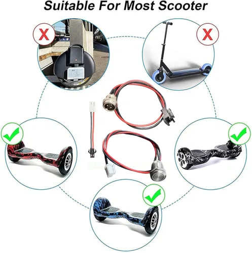 Vista 5 de Puerto de carga Hoverboard de repuesto para Hover-1 Swagtron TOMOLOO Segway Smart Self-Balancing Scooter Eléctrico etc. (2 puntas 3 pines)