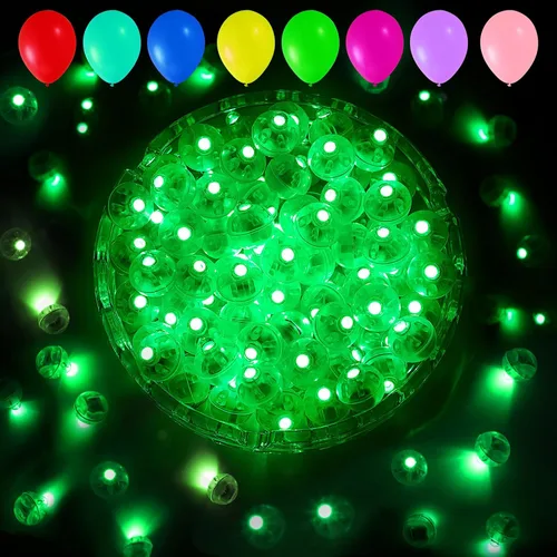 Vista 18 de Aogist - 50 mini luces de 10 colores, luz LED impermeable de largo tiempo de espera, funciona con pilas, lámpara de bola para globo, farol de papel