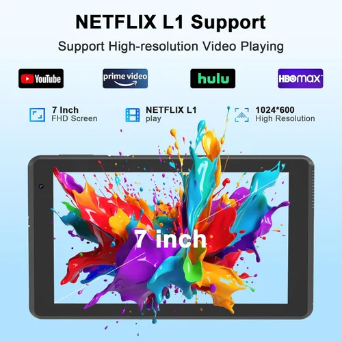 Vista 6 de Tablet Android 15 Tablets con funda 7 pulgadas, 8GB RAM, 32GB ROM soporte 1TB Expandir PC Tablet PC, procesador de cuatro núcleos, pantalla táctil