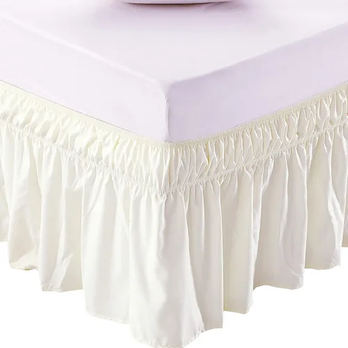 Vista 12 de MEILA - Faldón de cama envolvente con tres lados de tela y elástico, con volantes de 14 pulgadas, caída a medida, fácil de instalar, resistente a
