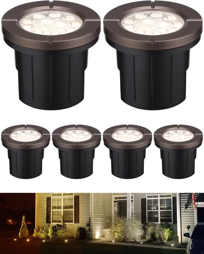 Vista 10 de LEONLITE Dia. 4 Pulgadas Luces de Pozo LED Empotradas en Suelo 5CCT para Paisajismo, 5 Temperaturas de Color Seleccionables, 12-24V AC/DC CRI90 Bajo