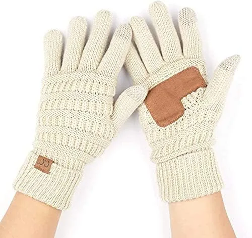 Vista 4 de Gorros Funky Junque's con guantes en combinación, para invierno, forrado, cálido, de punto, para pantalla táctil, para escribir