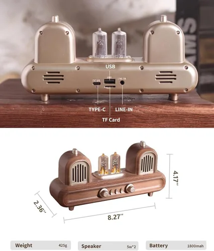 Vista 7 de Altavoz Bluetooth retro, AS-33, negro/blanco/crema, Bluetooth/USB/TF/FM/AUX, estilo retro, altavoz, portátil, recargable, 5 W, 4 horas de duración
