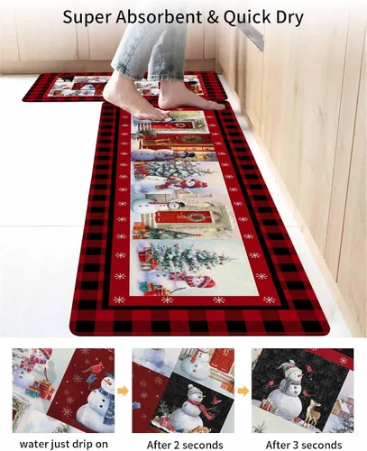 Vista 4 de Christmas Bath Mat for Tub,Non Slip Bathroom Floor Runner Rug Quick Dry & Absorbent Diatomaceous Earth Shower Sink Bedroom Kitchen Washable