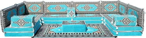 Vista 34 de arabicsofa Cojines de piso árabe en forma de U – Sofá tradicional Majlis con sofá otomano
