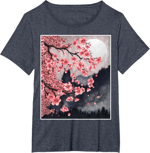 Vista 70 de Sakura - Camiseta japonesa de cerezo en flor japonesa, Negro, S
