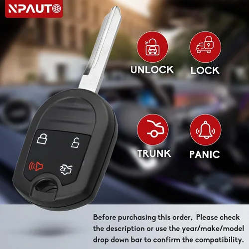 Vista 4 de NPAUTO Llavero de Repuesto Compatible con Ford Expedition Mustang Escape Fusion Edge Taurus Explorer 2003-2017, Mercury Sable, Lincoln Navigator