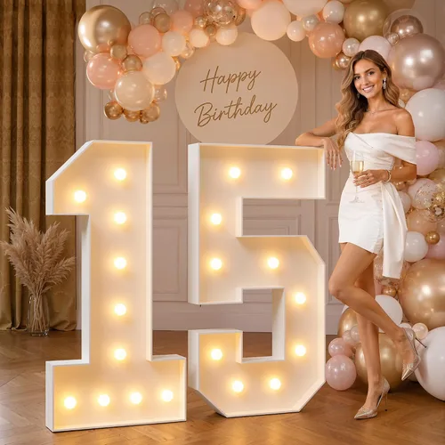 Vista 17 de imprsv Letras iluminadas grandes de 3 pies, letras iluminadas de marquesina para fiesta de cumpleaños (3 pies, letra y )