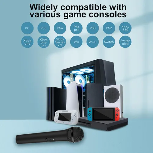 Vista 6 de HONCAM Micrófono inalámbrico para juegos 2.4G para SwitchPS4PS5Xbox OneWiiPC