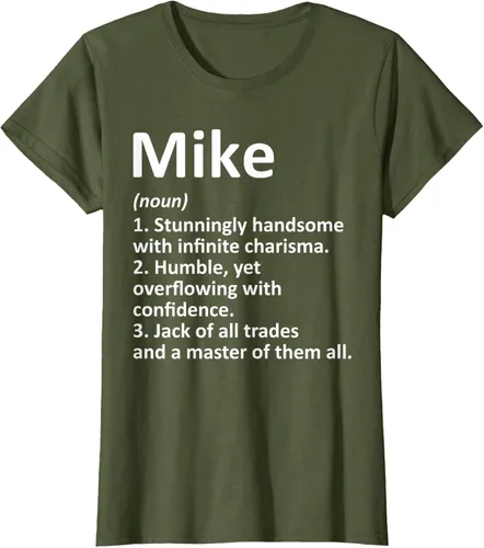 Vista 70 de MIKE Definition - Camiseta divertida para regalo de cumpleaños con nombre personalizado, Negro, S