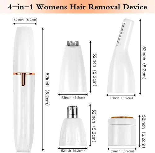 Vista 2 de Hicdaw Maquinillas de afeitar eléctricas para mujer, 4 en 1, recortadora de bikini de pelo púbico, afeitadoras faciales para la nariz, recortadora