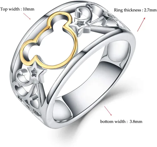 Vista 5 de JO WISDOM Anillo de ratón chapado en plata de ley 925 y oro amarillo
