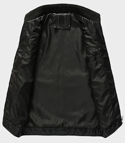 Vista 2 de Youhan Chaqueta de piel sintética tipo bomber con cremallera para hombre