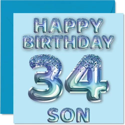 Vista 139 de Stuff4 Tarjeta de primer cumpleaños para niños, globo de fiesta con purpurina azul, tarjetas de feliz cumpleaños para niño de 1 año, nieto, hijo, 57