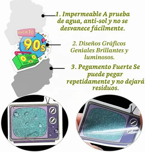 Vista 5 de QTL Calcomanías de los años 80 y 90 para adultos, suministros de fiesta retro, calcomanías de vinilo impermeables para botellas de agua