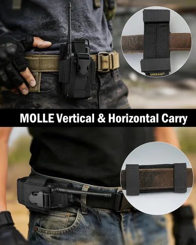 Vista 2 de VIPERADE MOLLE Funda de Radio - Funda Universal para Walkie Talkie para Cinturón de Servicio y Chaleco, Soporte de Radio Táctico para Baofeng