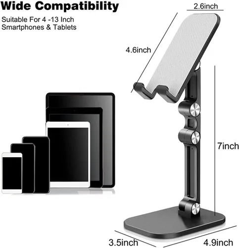Vista 5 de GARASANI Soporte de teléfono celular ajustable en altura en ángulo, soporte universal para teléfono de escritorio, soporte para tableta, soporte