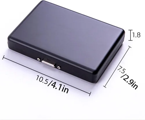 Vista 6 de 2 cajas de cigarrillos, capacidad para 20 palos, caja de cigarrillos de metal, soporte portátil a prueba de aplastamiento, carteras para tarjetas