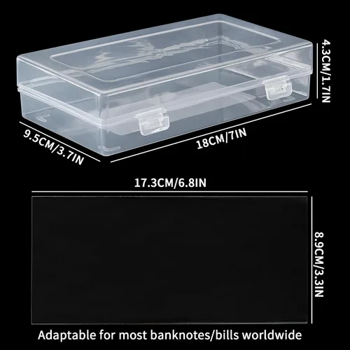 Vista 2 de 100 piezas de fundas para monedas - Portadólares transparentes con caja de almacenamiento, protector de billetes para colección de billetes