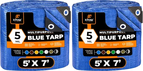 Vista 148 de Xpose Safety - Lona de polietileno ligera azul – Funda protectora multiusos, paño de goteo – duradero, impermeable, resistente a la intemperie