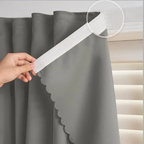 Vista 23 de Cortinas autoadhesivas, sin taladrar, sin varilla, cortinas opacas fáciles de instalar para persianas de ventana, dormitorio