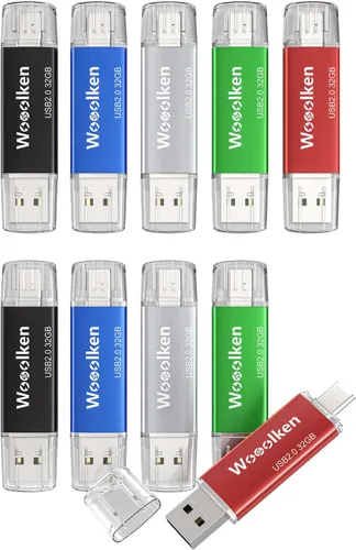 Vista 12 de Unidad flash USB C de 8 GB, paquete de 10 unidades flash Wooolken tipo C + USB 2.0 Thumb Drive OTG Memory Stick compatible con iPhone 16/15